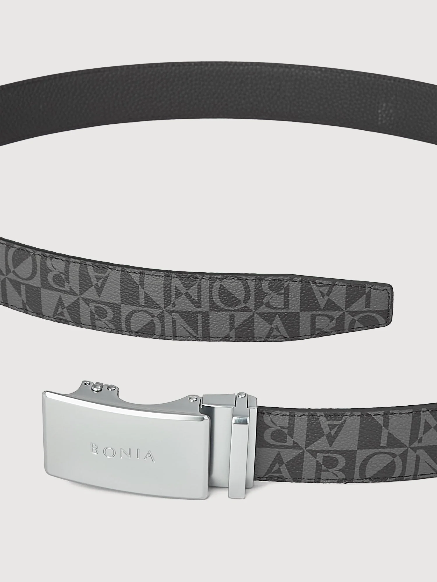 Nello Monogram Reversible Leather Belt with Auto Lock Buckle - Image 3